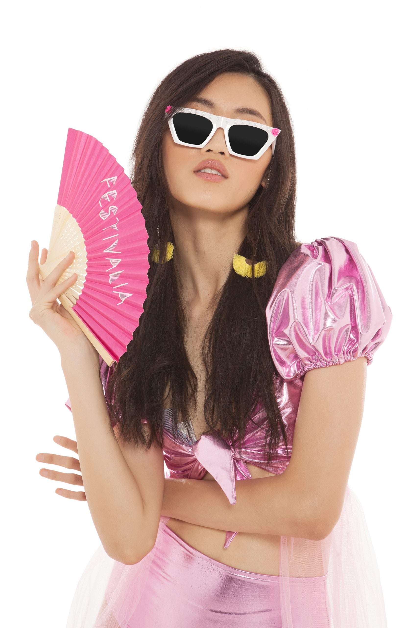 La Féerique Pink Metallic Two Piece Suit | Festivalia