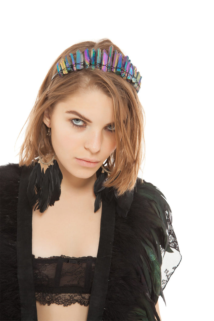 Mystic Rainbow Crystal Quartz Tiara | Festivalia