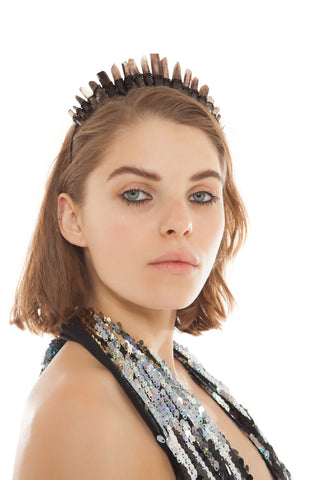 Transparent Smoky Black Crystal Quartz Tiara