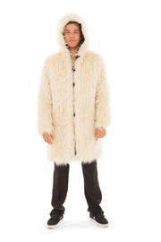 Reversible Black Brocade and Faux Fur Coat by Jackets by