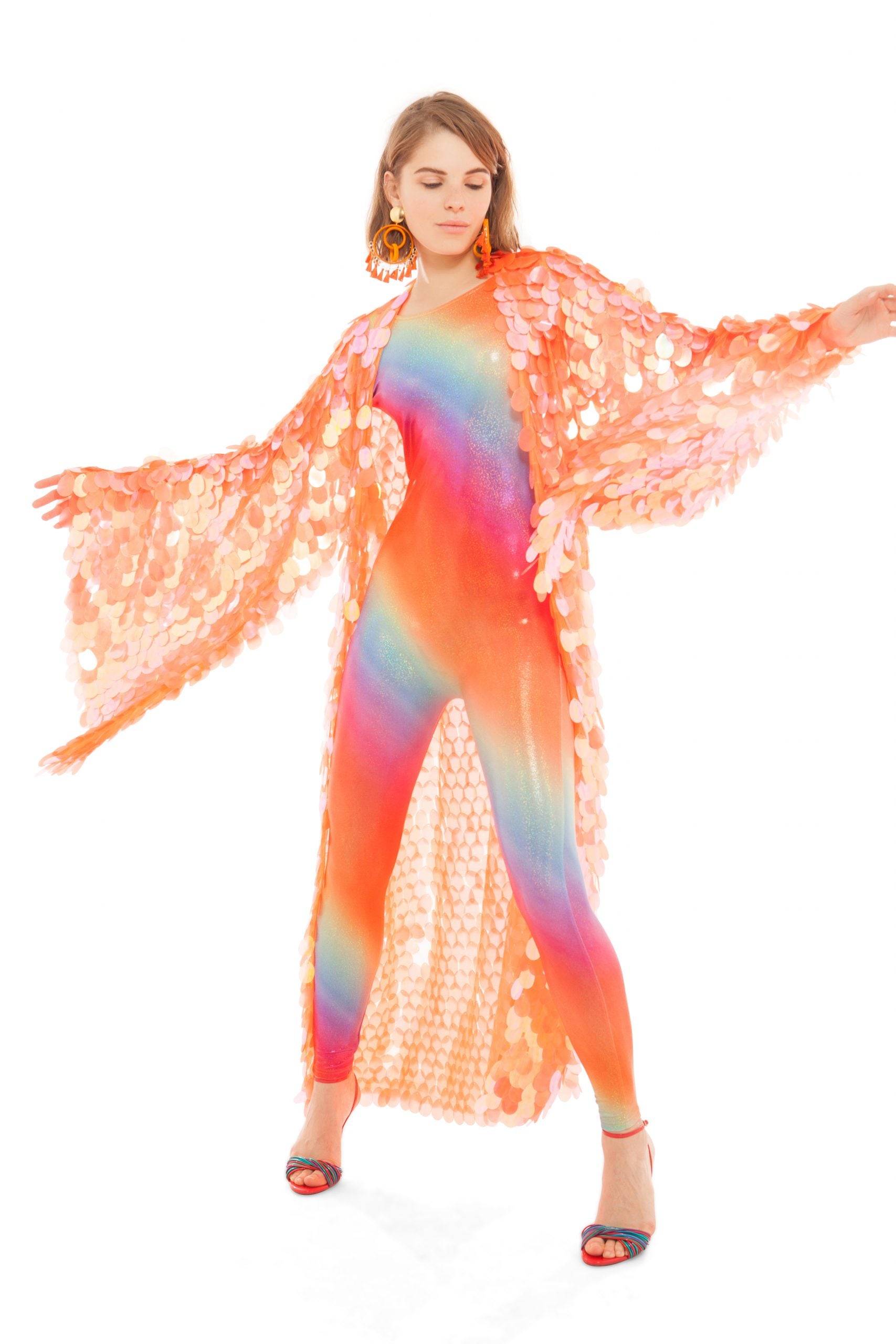 Fluo Orange Sequin Robe | Festivalia