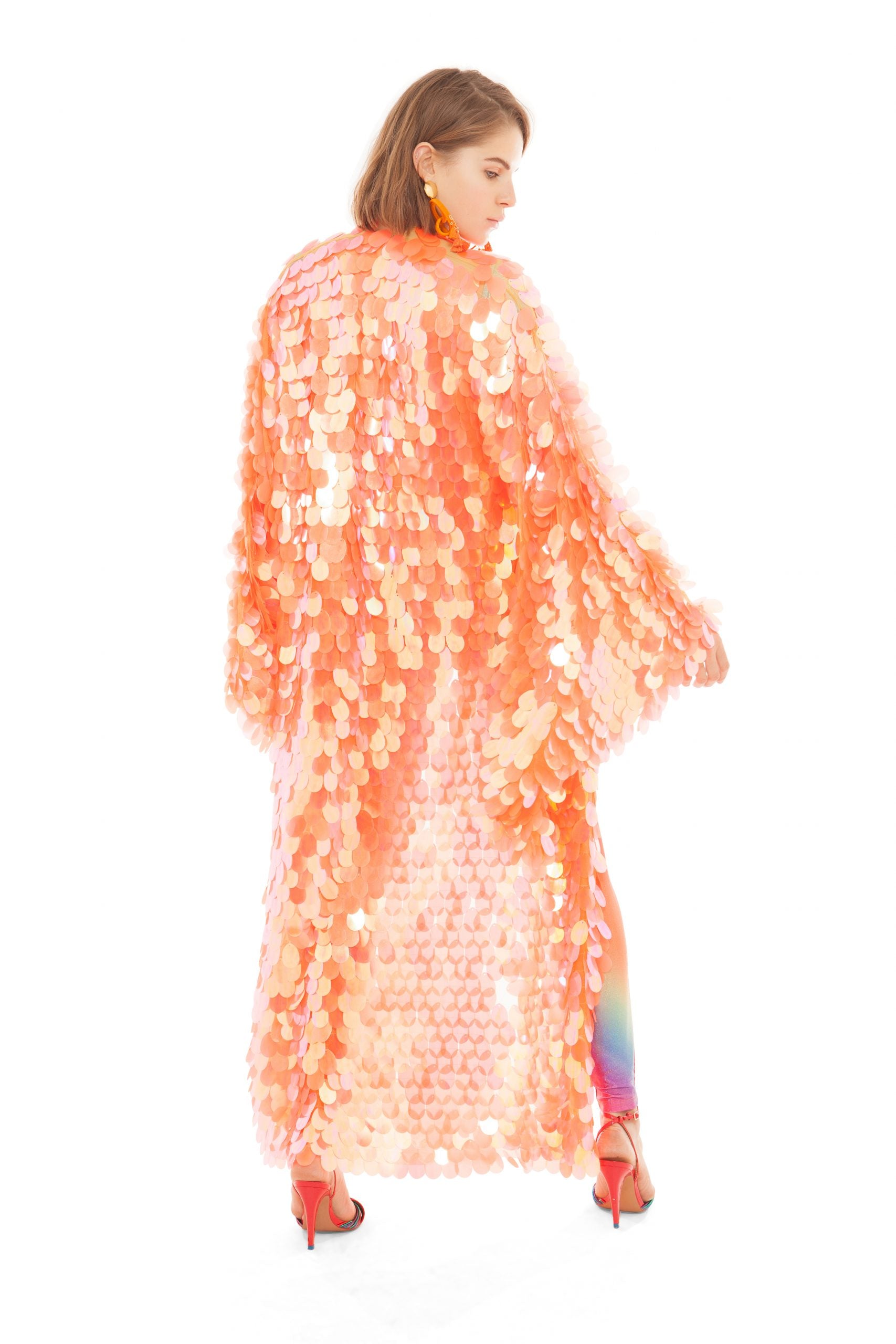 Fluo Orange Sequin Robe | Festivalia