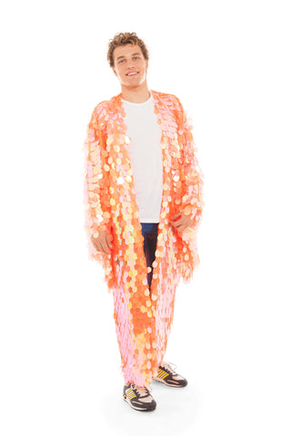 Men's Fluo Orange Sequin Robe