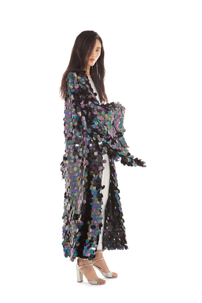 Iridescent Black Sequin Robe | Festivalia