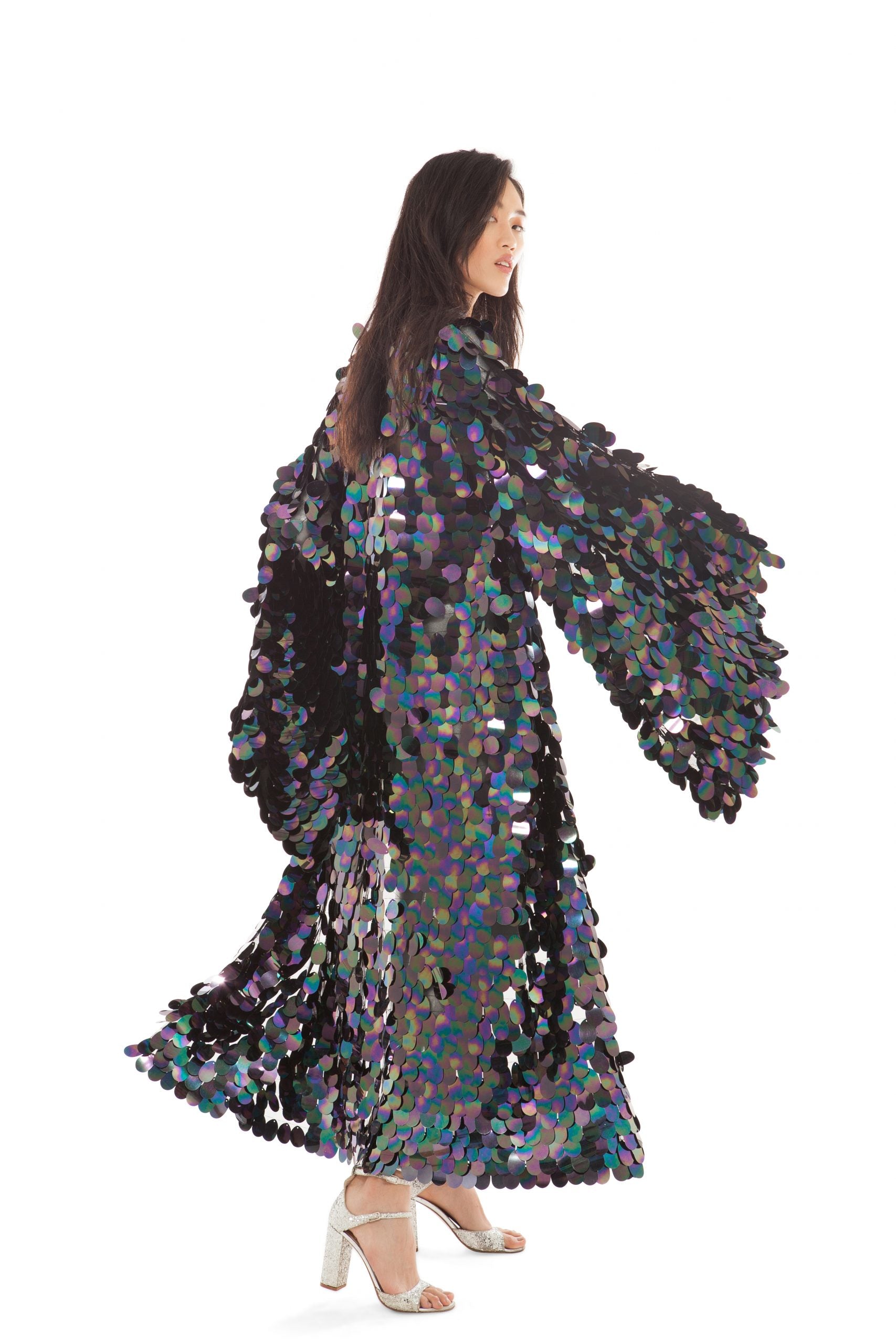 Iridescent Black Sequin Robe | Festivalia