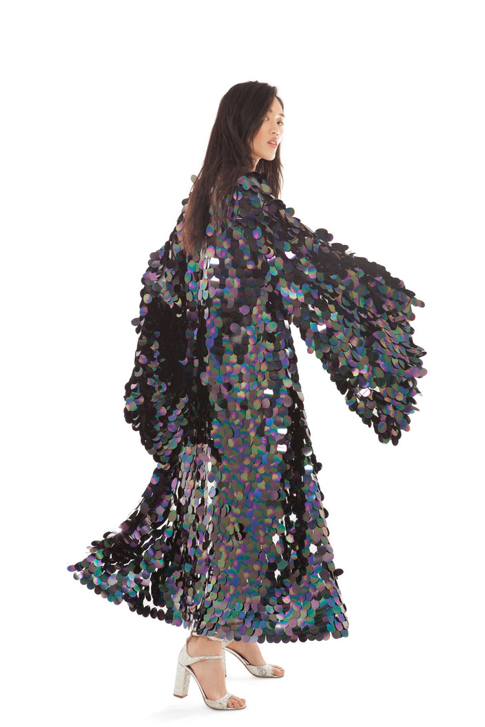 Iridescent Black Sequin Robe | Festivalia