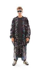 Men's Iridescent Black Sequin Robe | Thumbnail 1
