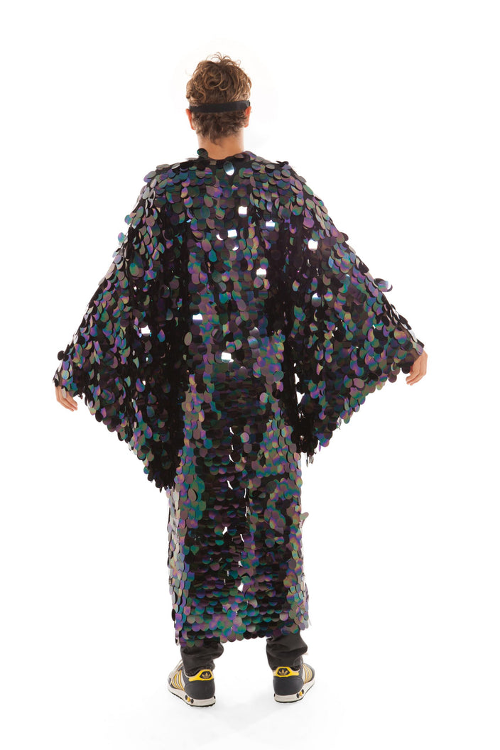 Men's Iridescent Black Sequin Robe | Festivalia