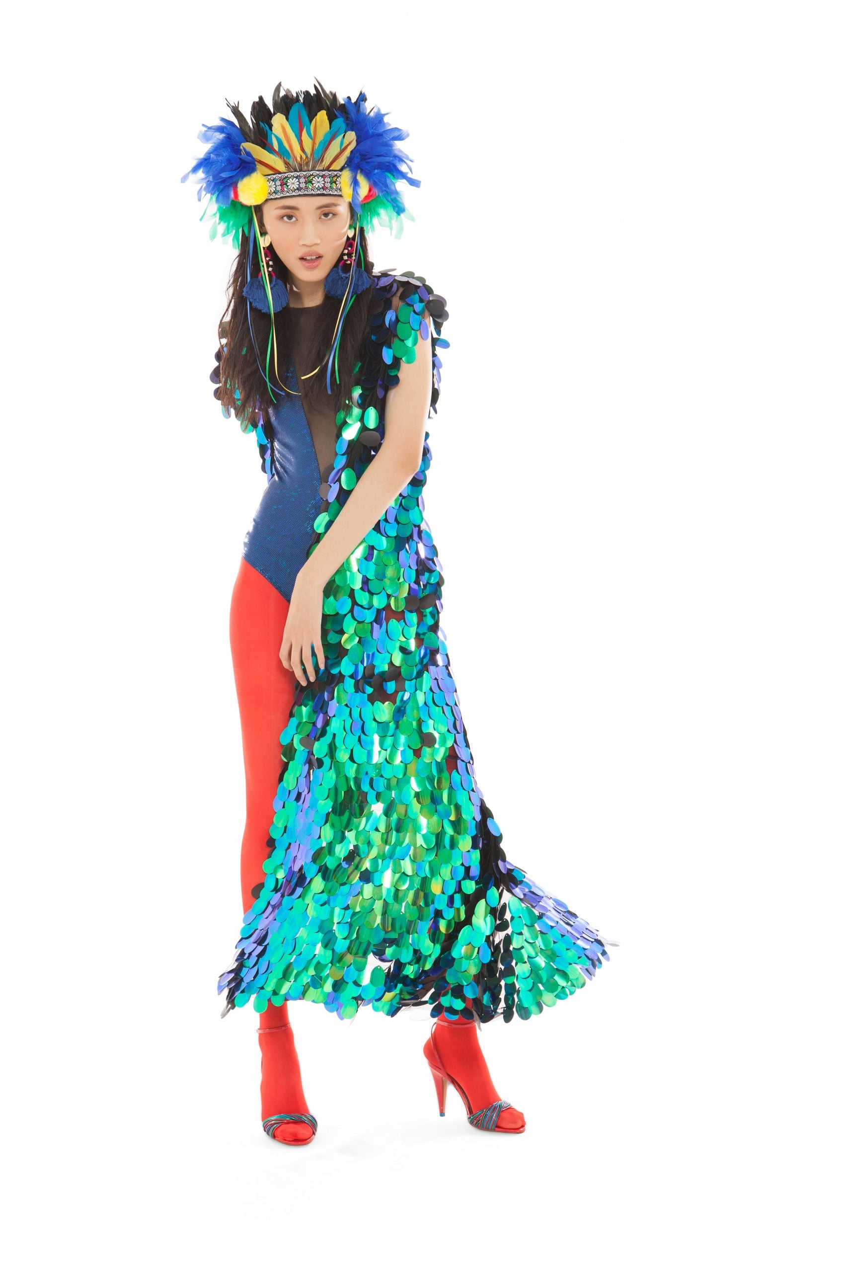 Iridescent Green Sequin Sleeveless Vest | Festivalia