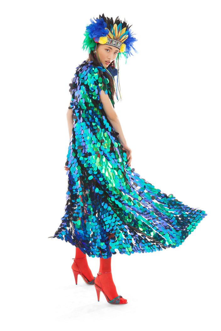 Iridescent Green Sequin Sleeveless Vest | Festivalia