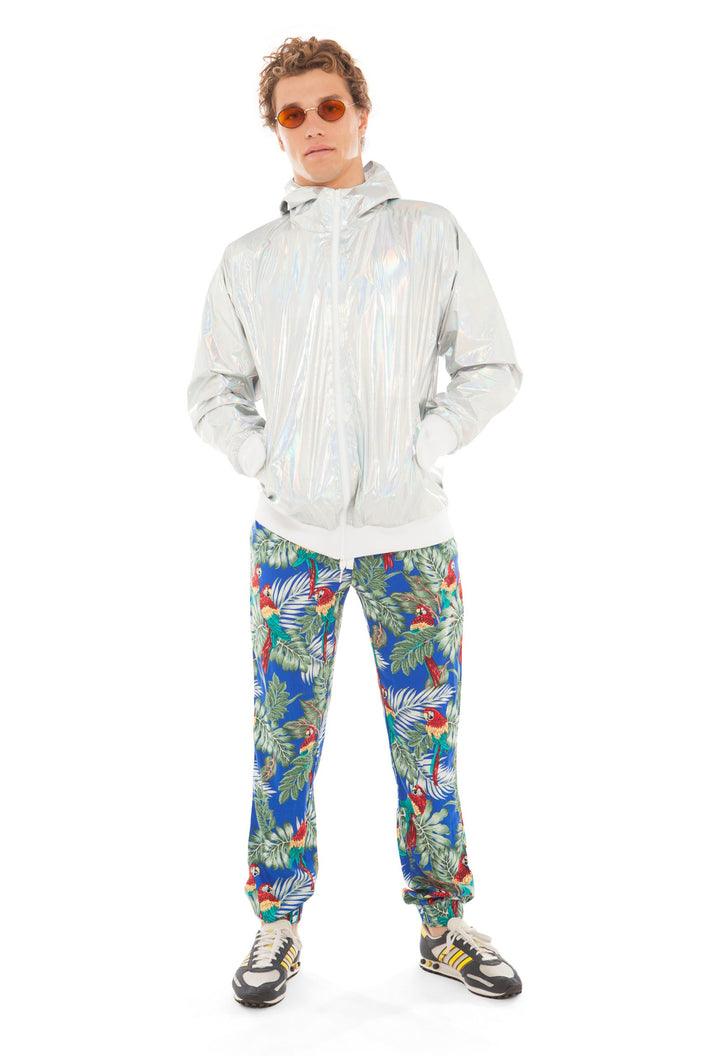 Holographic Silver Hooded Windbreaker | Festivalia