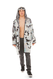 Holographic Silver Sequin Hooded Robe | Thumbnail 1