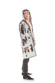 Holographic Silver Sequin Hooded Robe | Thumbnail 2