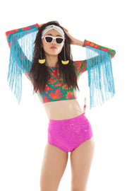 Vendala Crop Top with Turquoise Fringe by LOM Fashion | Festivalia.com