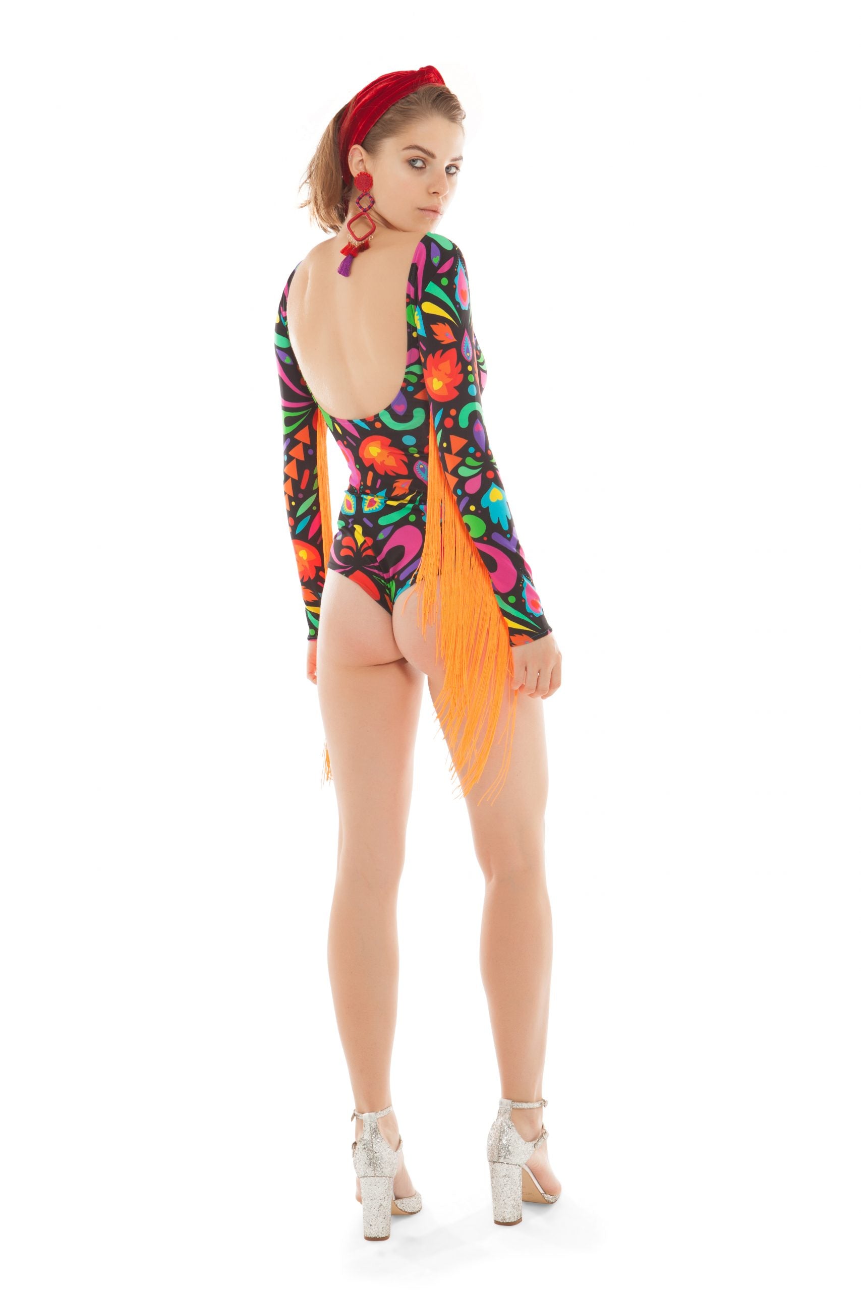 Femina Magicae Bodysuit with Orange Fringe by LOM Fashion Festivalia