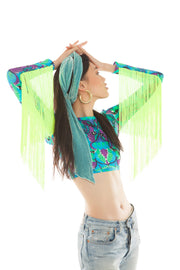 Tribal Tales Crop Top with Fluo Fringe | Thumbnail 1