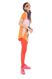 Cocobali Orange and Pink Sequin Mini Dress | Thumbnail 2