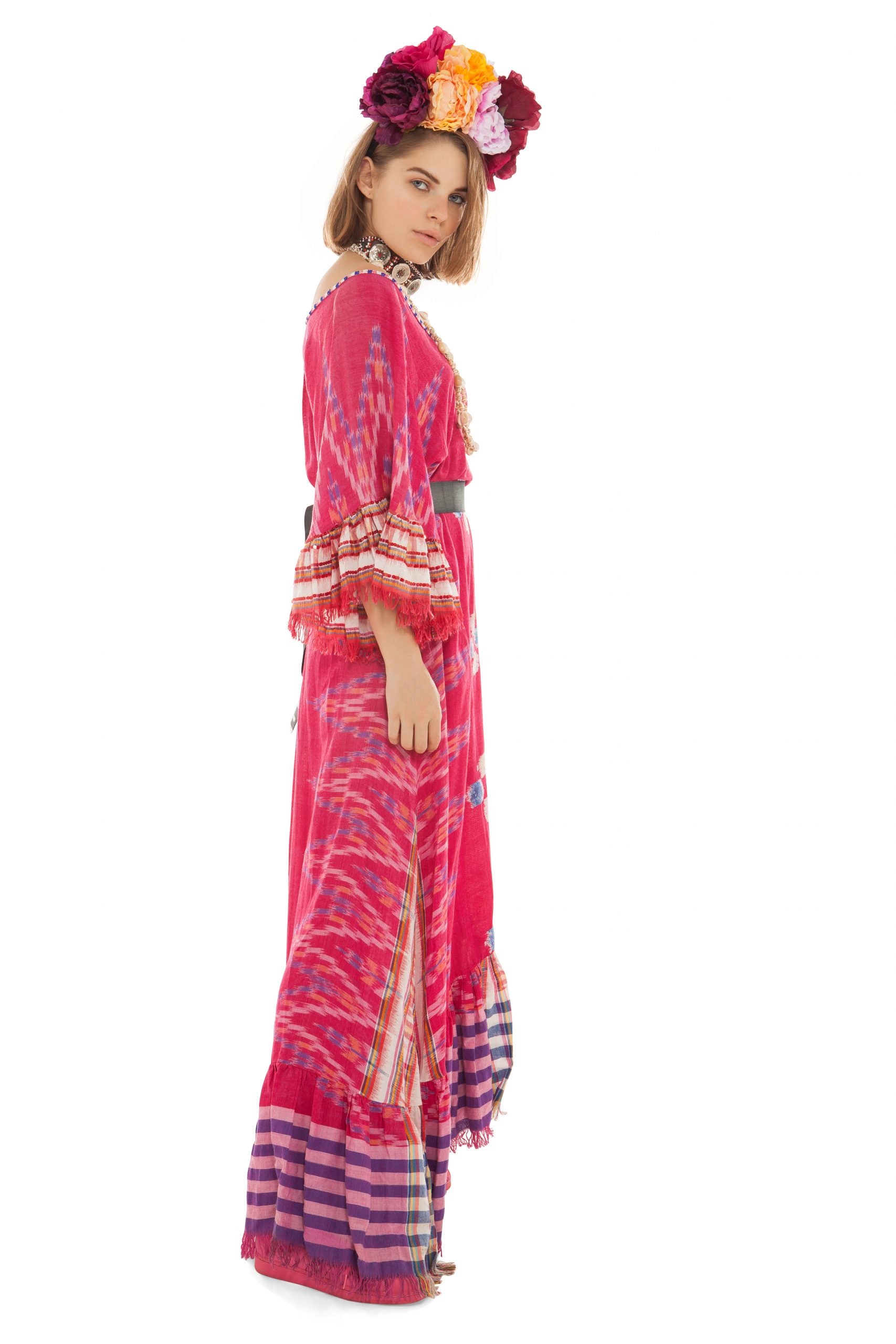 Hot Pink Beaded Maxi Dress | Festivalia
