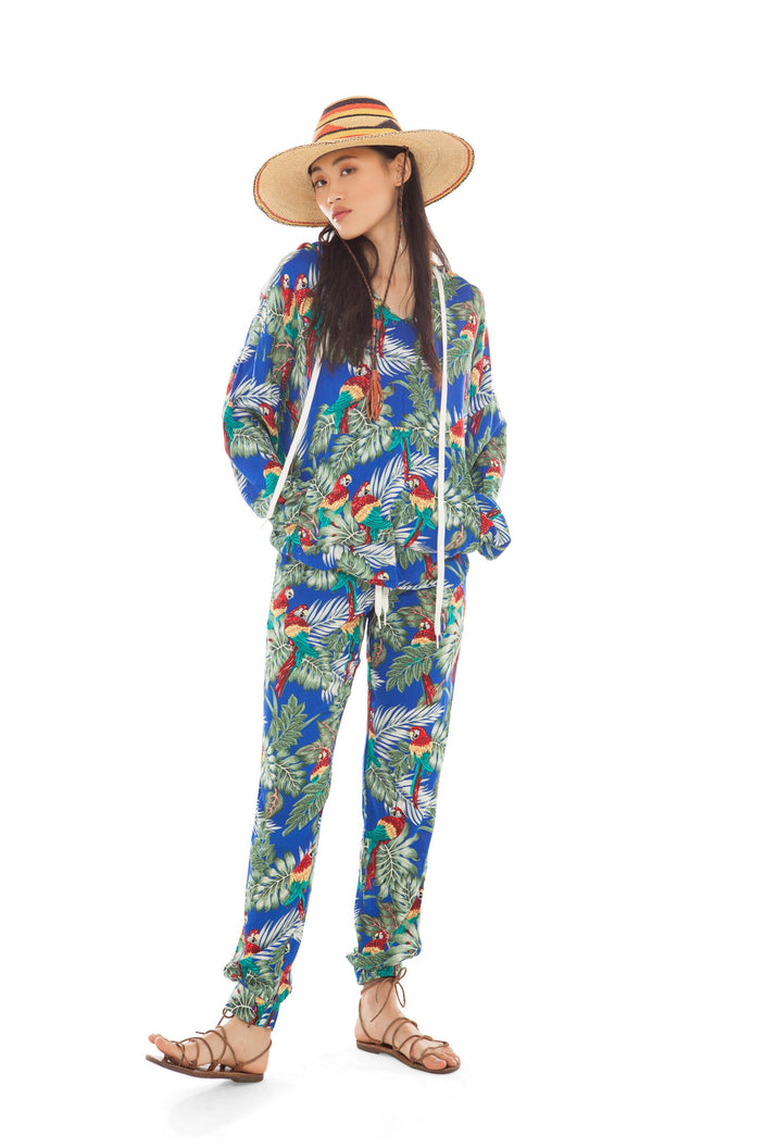 Parrot Print Drawstring Trousers | Festivalia