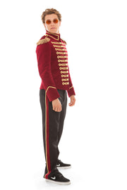 Persian Red Velvet Military Style Jacket | Thumbnail 2