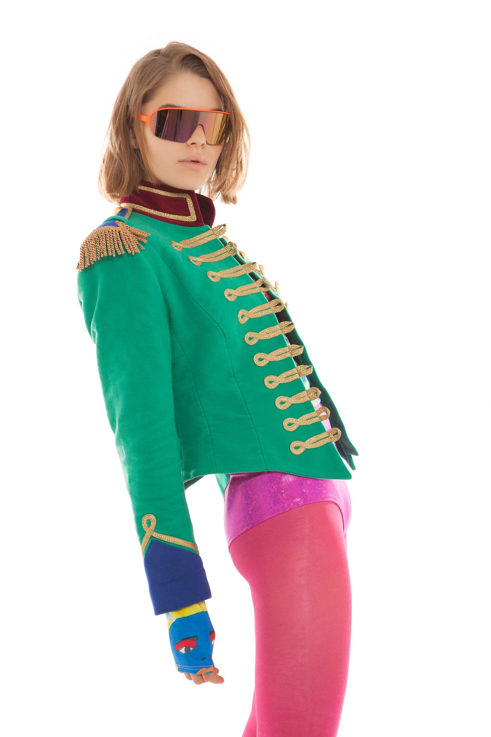 Emerald Green Moleskine V-Cut Jacket | Festivalia