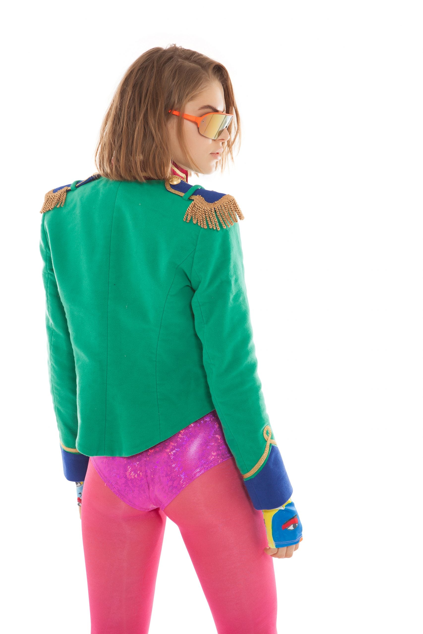 Emerald Green Moleskine V-Cut Jacket | Festivalia