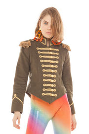 Military Green Moleskine V-Cut Jacket | Thumbnail 1