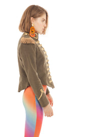 Military Green Moleskine V-Cut Jacket | Thumbnail 2