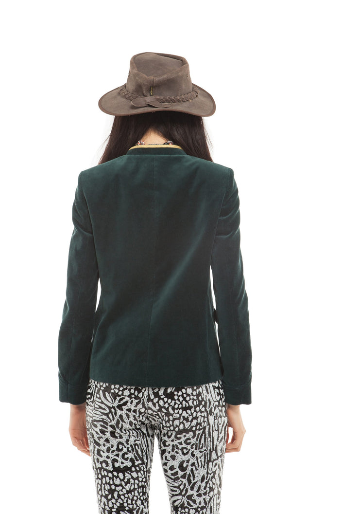 Hunter Green Velvet Jacket | Festivalia