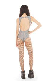 Holographic Silver Geometric Print Bodysuit | Thumbnail 3