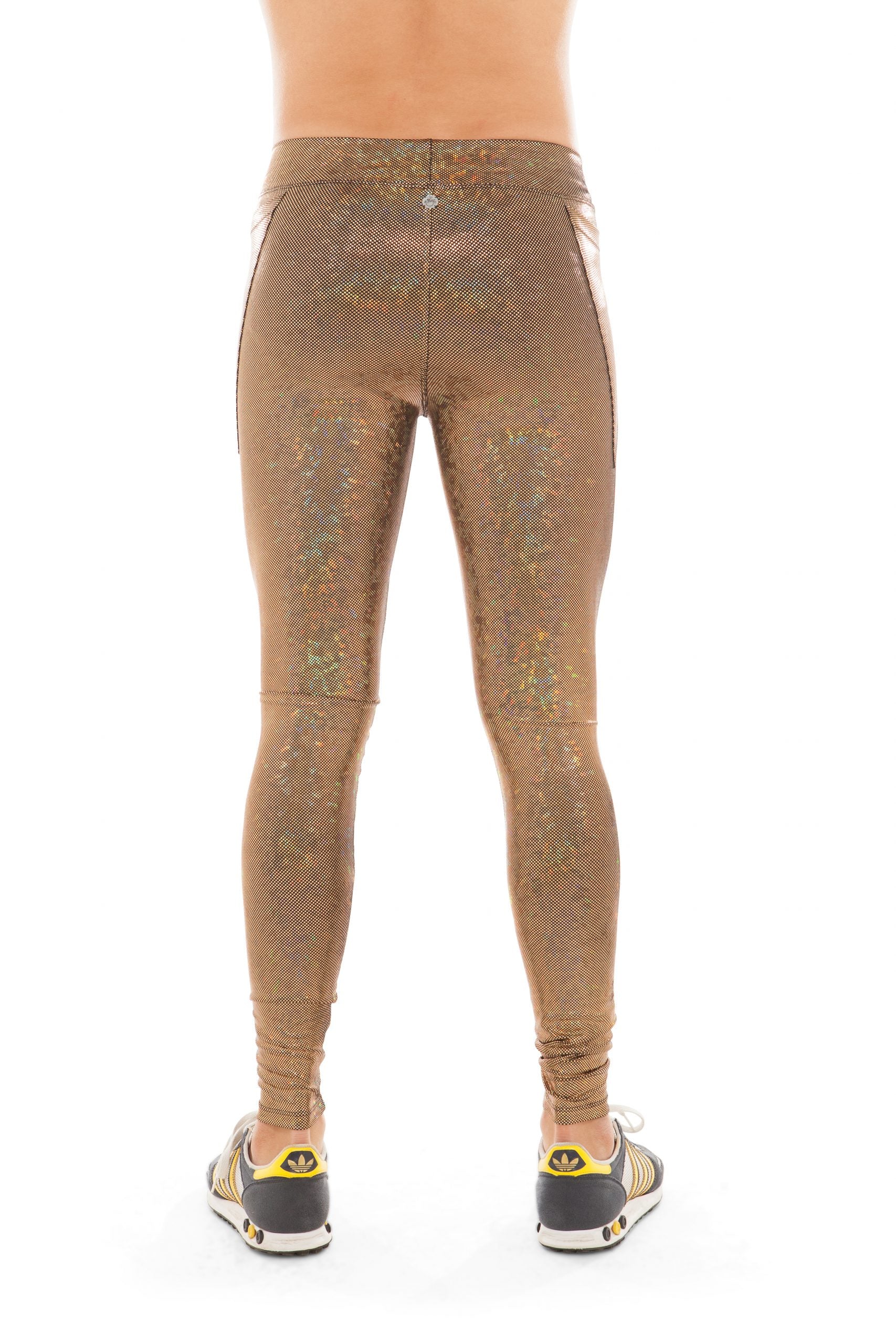 Men's Gold Holographic Leggings | Festivalia