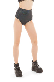 Black Holographic High Waisted Hot Pants | Thumbnail 1