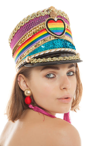 Rainbow Heart Hat