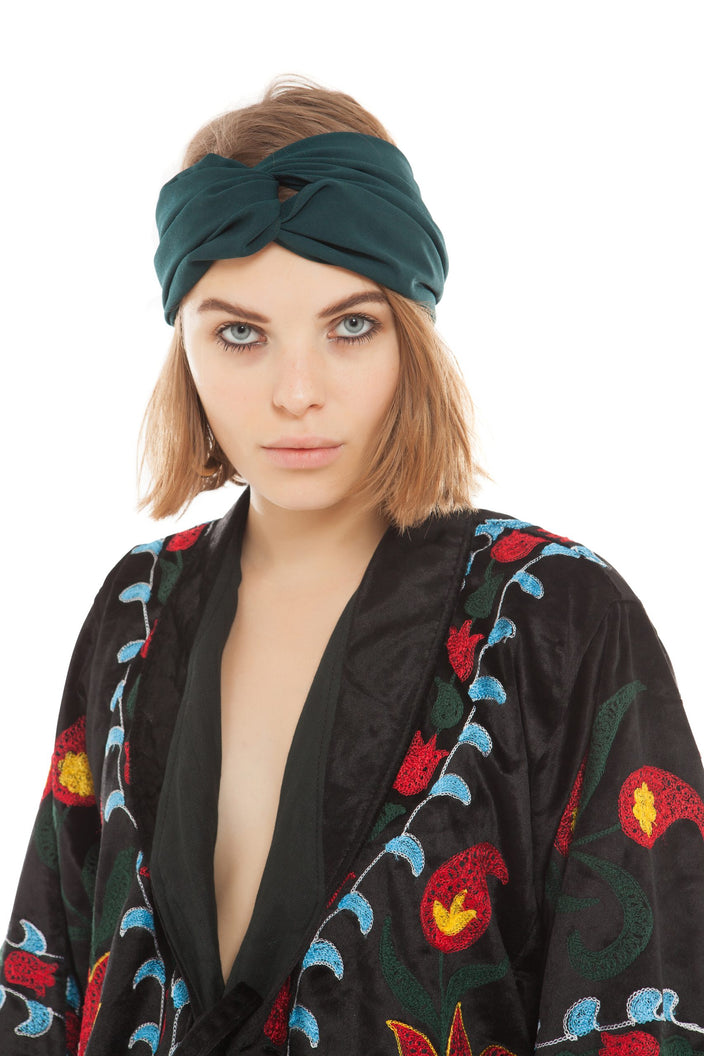 Forest Green Turban Headband | Festivalia