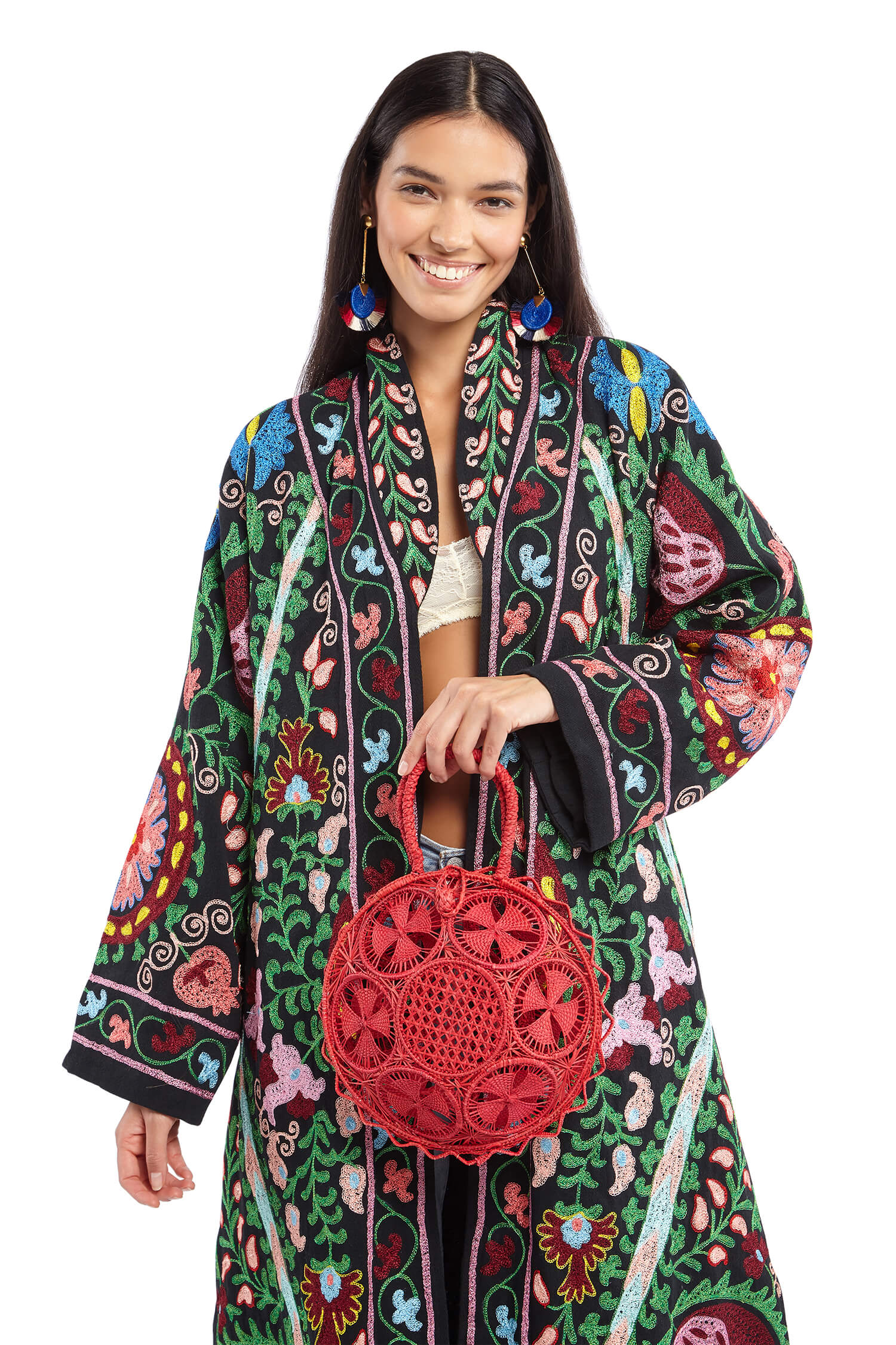 Red Round Woven Basket | Festivalia