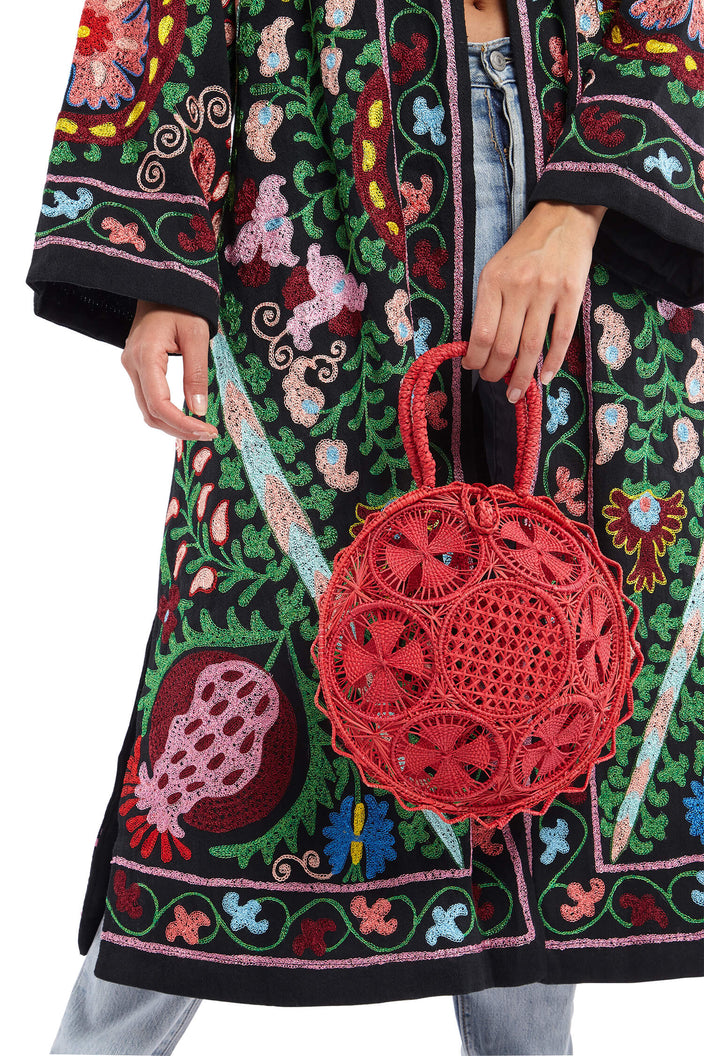 Red Round Woven Basket | Festivalia