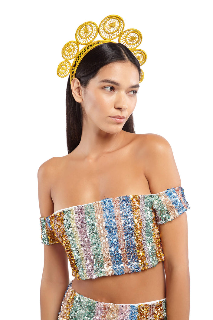 Yellow Circles Woven Crown | Festivalia