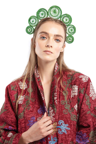 Green Circles Woven Crown