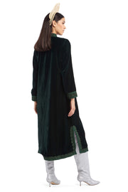 Forest Green Velvet Moroccan Robe | Thumbnail 2
