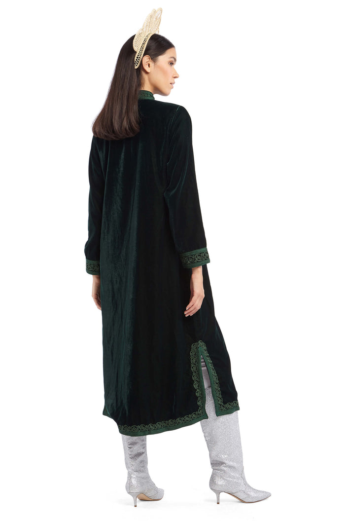 Forest Green Velvet Moroccan Robe | Festivalia