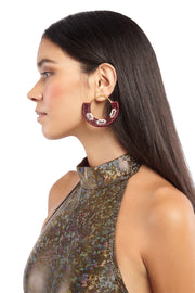 Docordo Burgundy and White Earrings | Thumbnail 2