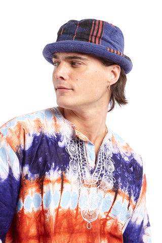 Blue and Multicolour Print Hat