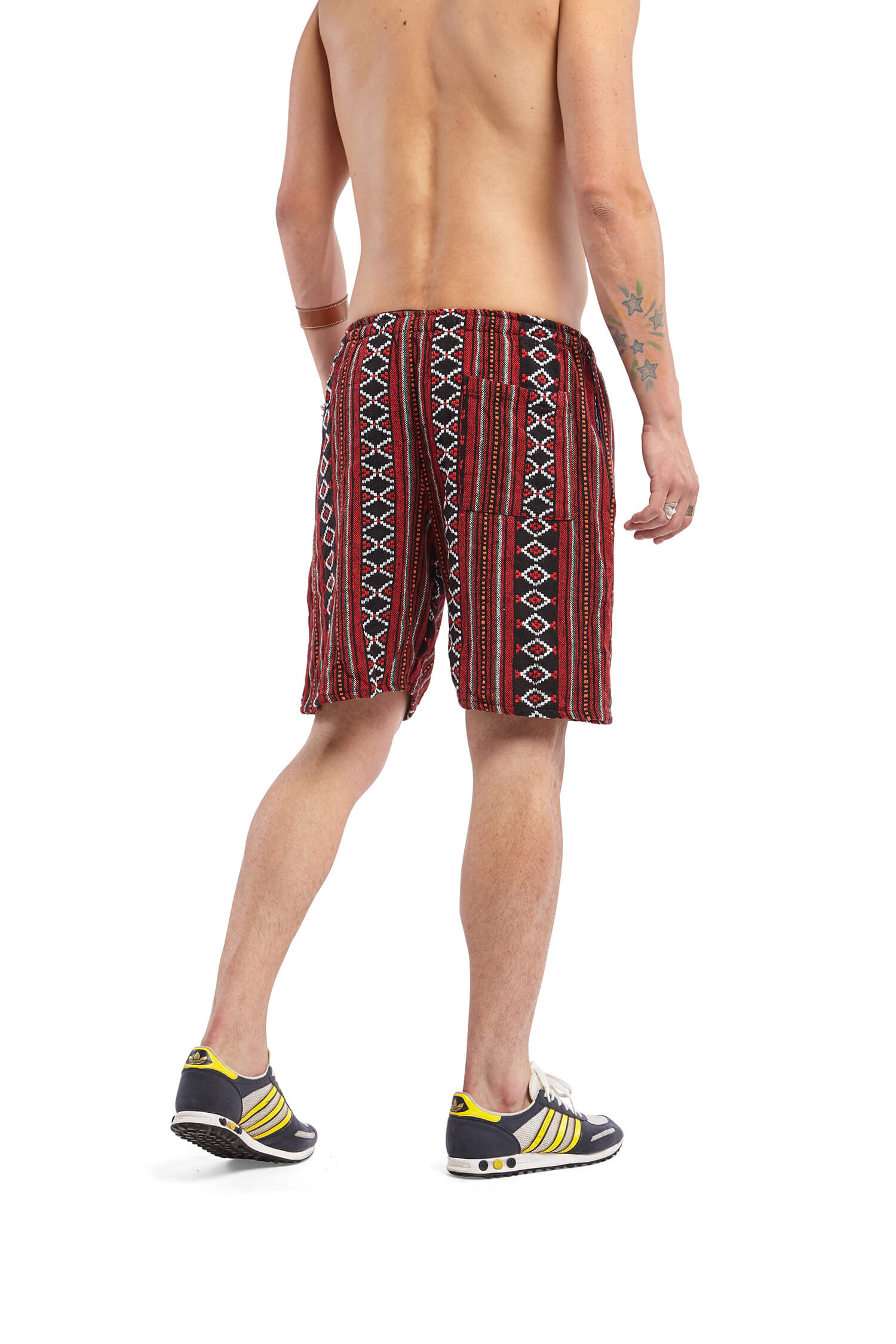 Black and Red Embroidered Cotton Shorts | Festivalia