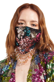 Floral Lace Mask with Crystal Fringe | Thumbnail 1