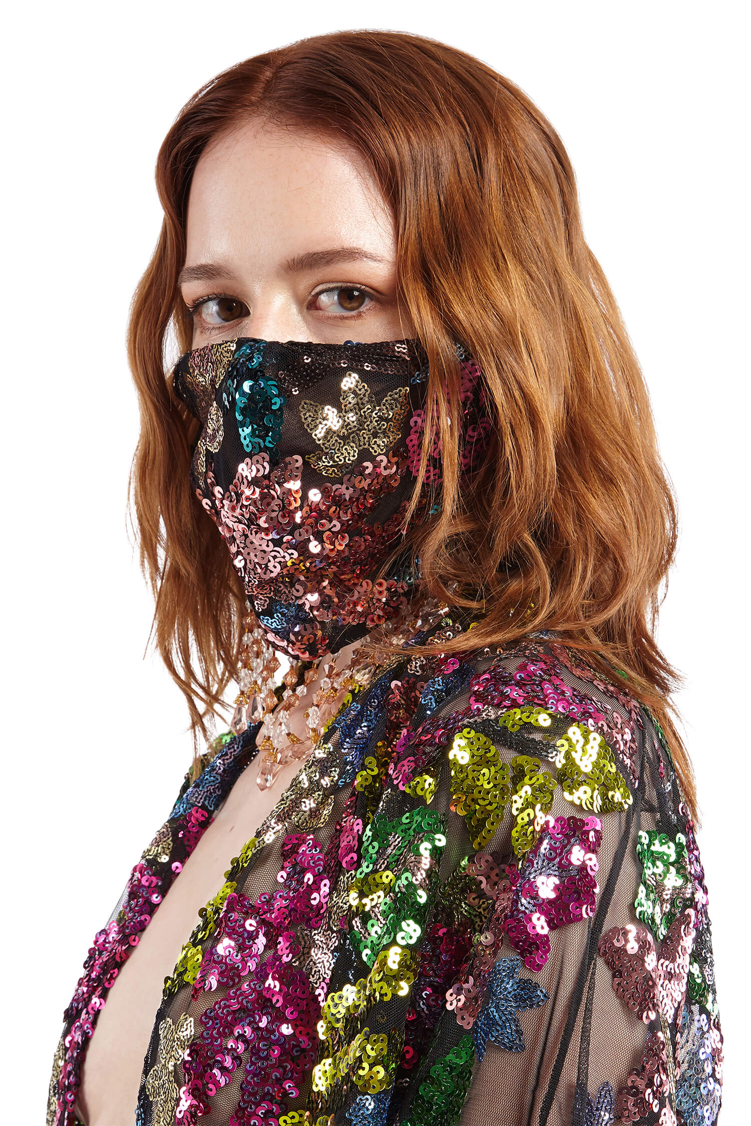 Floral Lace Mask with Crystal Fringe | Festivalia