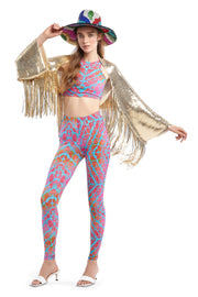 Gold Sequin Bolero with Fringe Sleeves | Thumbnail 1