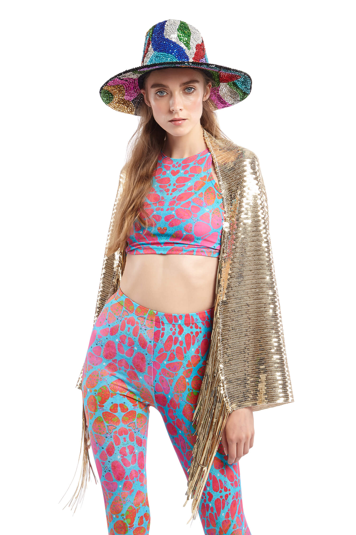 Gold Sequin Bolero with Fringe Sleeves | Festivalia