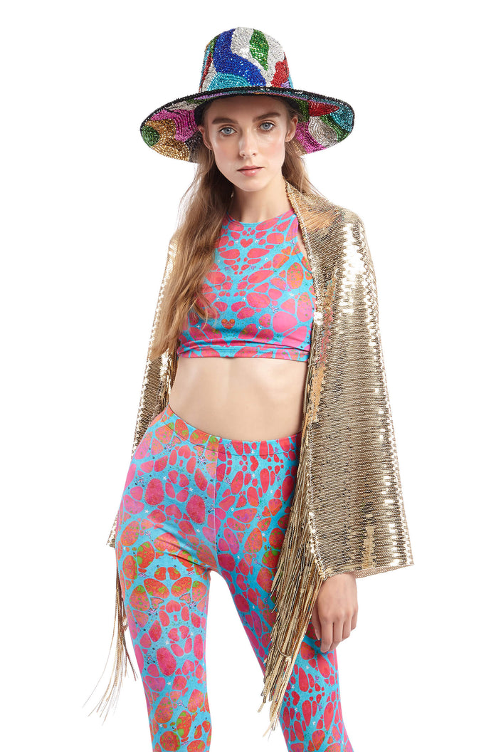 Gold Sequin Bolero with Fringe Sleeves | Festivalia