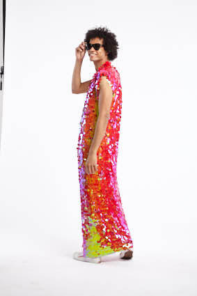 Men's Sleeveless Red Sequin Duster | Festivalia