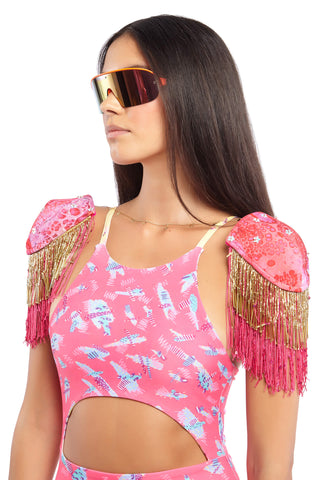 Korpermitose Pink and Gold Shoulder Pads